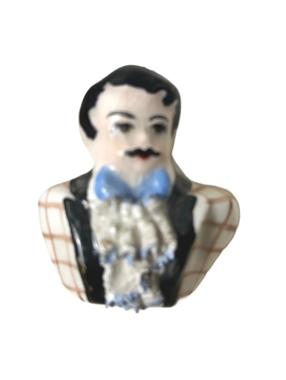 Vintage Ceramic Man and Woman Wall Hanging Plaques with Blue Ribbon